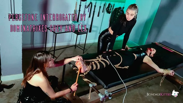 Bondage Kitties - Persefone Interrogated by Dominatrixes Shey and Lex - Spanish (Sub:English) - WMV, HD720