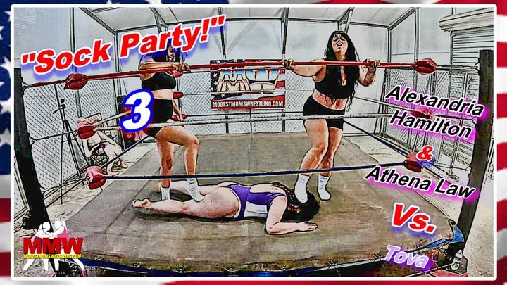 Modest Moms Wrestling - Sock Party! 3 WMV