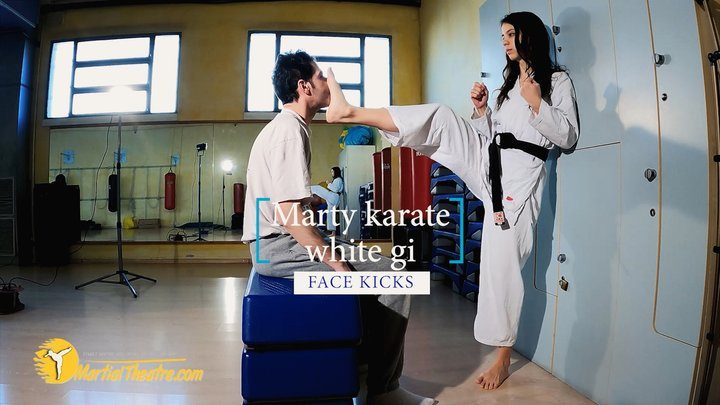 Martialtheatre Videoclip Store - Marty karate white gi face kicks