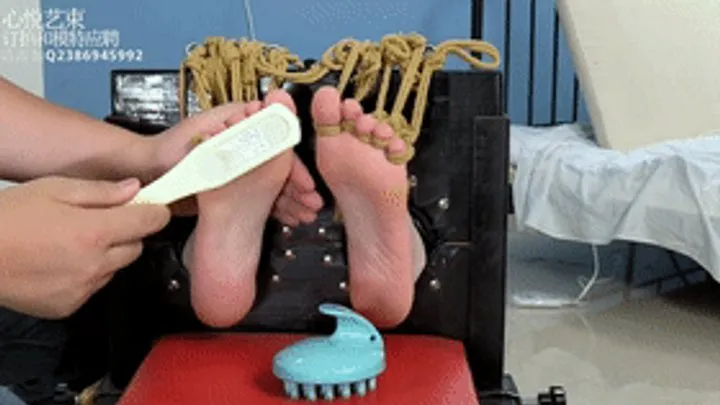 Xy Chinese Girl Bondage And Foot Fe - xy67-Mature Chinese girl in leather clothes is tied to a chair and tickles her feet like crazy