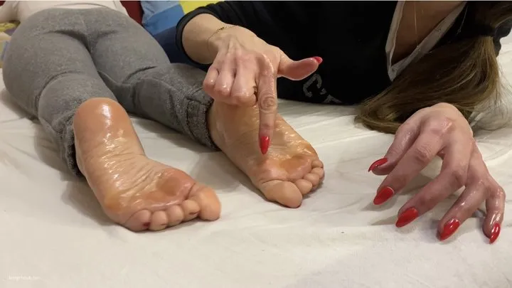 Dollhouse Studio - FOOT TICKLE MASSAGE FOR HER OILY SOLES WITH LONG RED NAILS - MOV Mobile Version