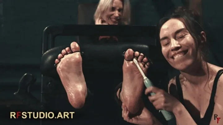 Rf Studio Production - Astrid's Toes Tied and Spread in Stocks - Tickling by Home Girl (FULL HD MP4)
