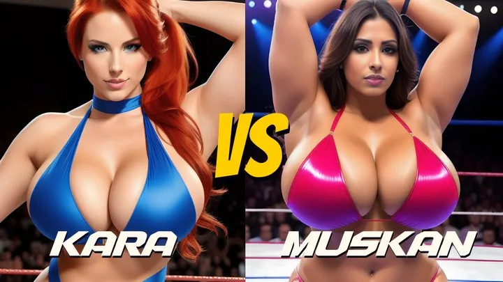 Nicolewrestles - Big tit topless female pro wrestling: Kara vs Muskan HD