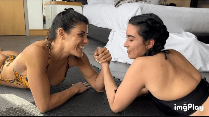Protein Wrestling - Part 1 FIRST TIME EVER Bianca Blance vs Kylie Kennedy in an competitive arm wrestling match