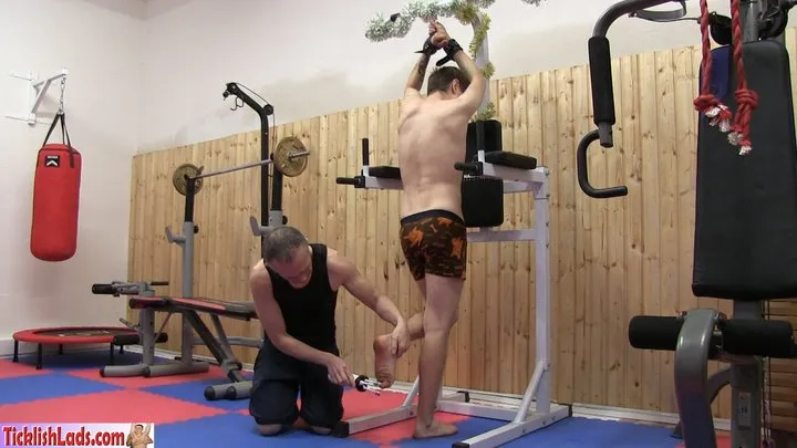 Ladsfeet And Tickling - David S Tinsel Tickle In The Gym HD MultiCam Full Video 25 Mins