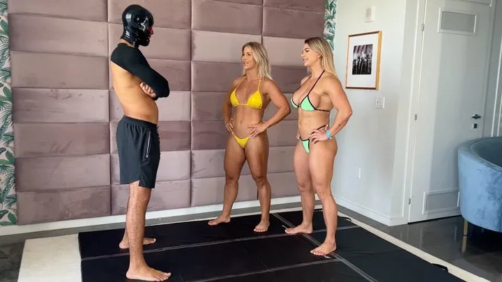Xxx Slayer Productions - Alpha male beat up and choked by Muscle Goddesses
