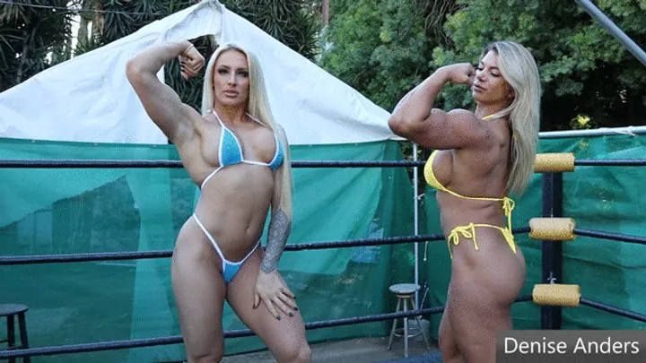 Denise Anders - Female Wrestling Battle of England vs Australia! Denise and Muscle Barbie