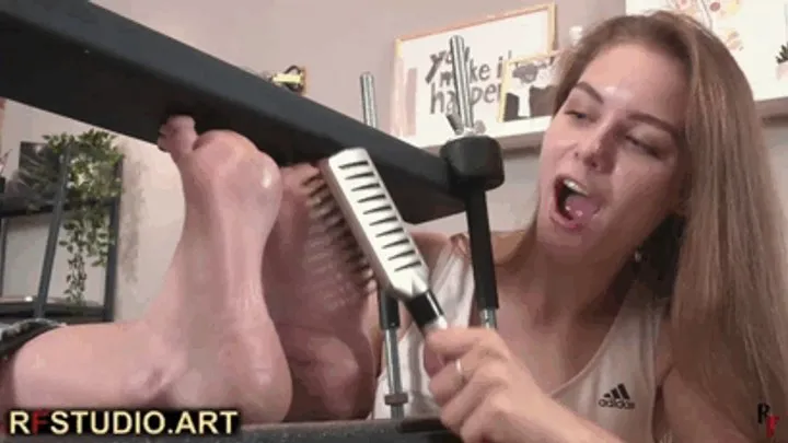 Rf Studio Production - Dana's Beautiful Legs Caught in a Toe-Press as Leya Enjoys Tickling Her Soles (HD 720p MP4)
