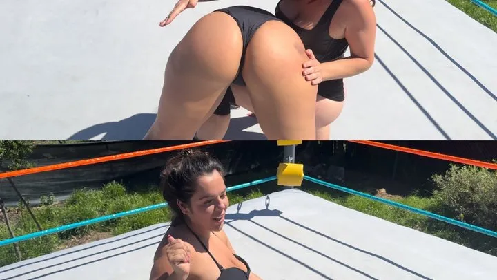 Nadia Sapphire - female wrestling turns into hard spanking