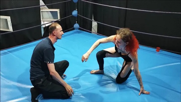 The Russian Amazons - Skilled girl in leather top vs very skinny guy