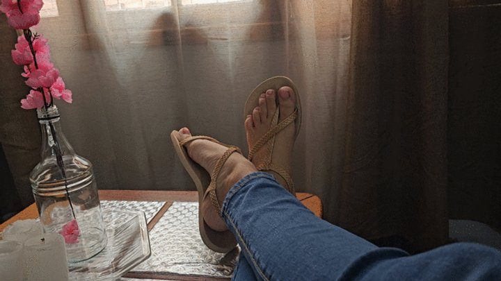 Foot Fetish Paradise - Katherine Highly Arched Feet Modeling her sandals