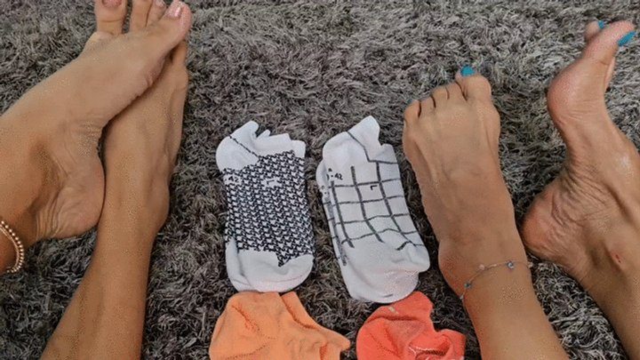 Foot Fetish Paradise - Katherine and Milah sexy socks show of their highly arched feet