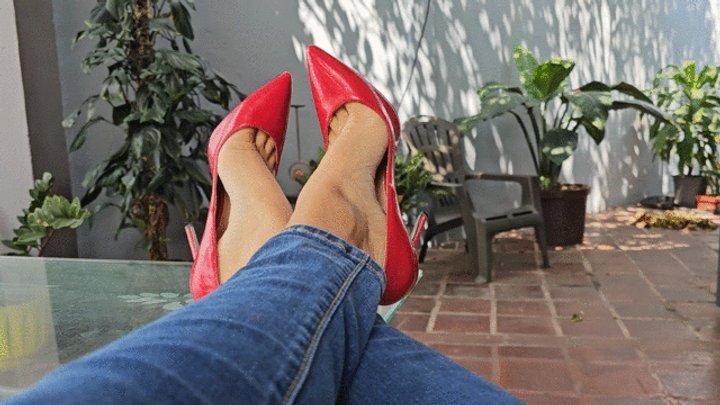 Foot Fetish Paradise - Katherine super sexy high heels teasing on red stilettos