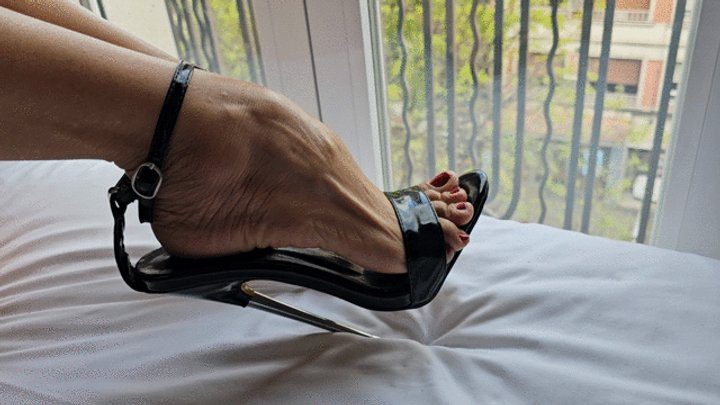 Foot Fetish Paradise - Milah Arches Sublime Highly Arched Feet on Black Fetish metal heels