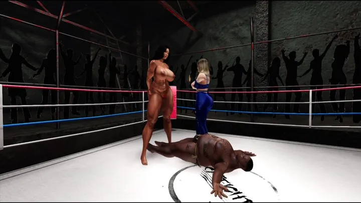 Nicolewrestles - Piggu get's his big black cock drained by Sarah who defeated him HD