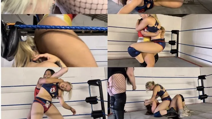 Power Girls Pro Wrestling - 2 BBW dominate hot blonde
