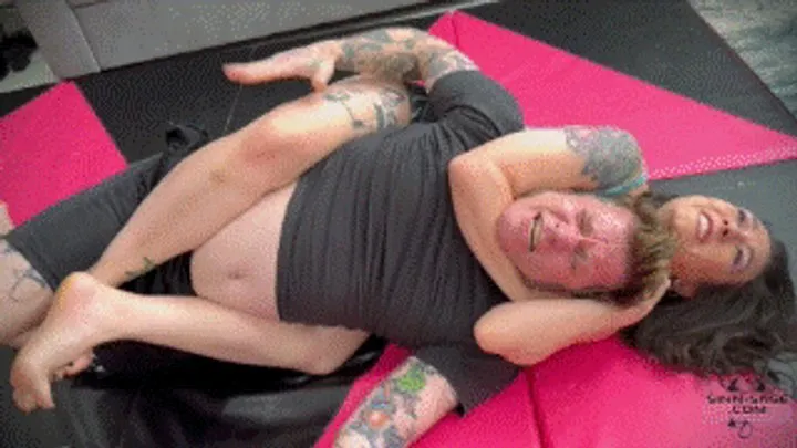 Sinn Sage Dreams - Promotion Bout - Sumiko And Sinn Sage Scissorholds Mixed Wrestling Match Muscle Domination Mixed Fights Mixed Fighting Muscular Women Strong Women Big Legs SD