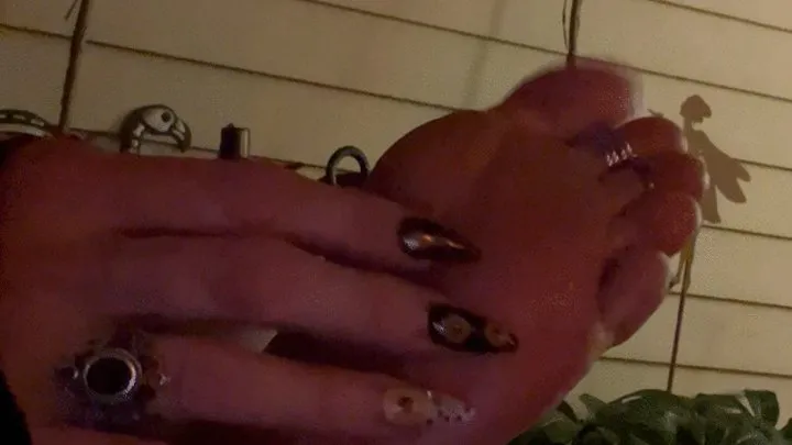 Foot Fondling - Self Tickling of My Wrinkled Sole in the Moonlight