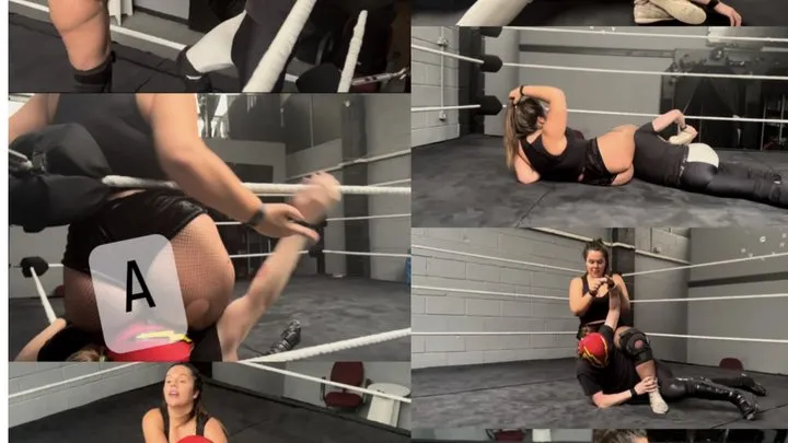 Power Girls Pro Wrestling - little man gets squeezed, scissored and crushed by BBW ass