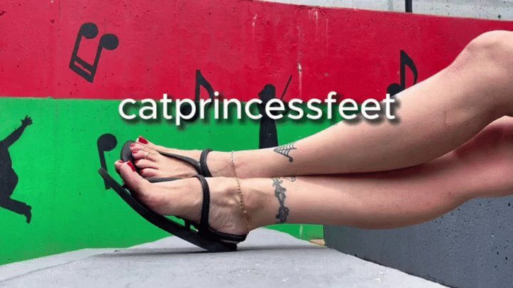 Catprincessfeet - Public dirty soles, rubber sandals, anklets, toe rings, size 9 Hungarian milf feet