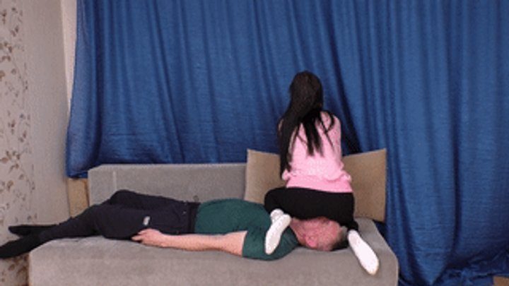 Furious Girls - Sports girl in black leggings smothers sissy boy, vf2924h 720p