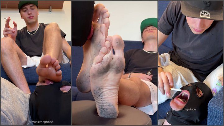 Massitheprince - Slave cleaning my dirty feet and eating my ash 4K