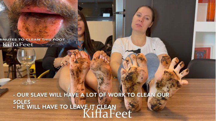 Goddess Kiffafeet - Goddess Kiffa and Goddess Grazi - Dirty feet EP 6 - Slave has to clean 2 pairs of dirty feet and got face slapped - FOOT SLAP - FOOT WORSHIP - FOOT DOMINATION - HUMILIATION - FOOT IGNORE - SPIT - MUD FEET - LOST BET