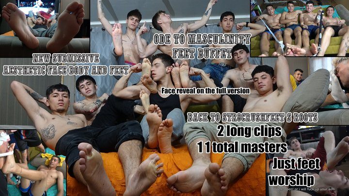 Str8crushfeet - Ode to masculinity feet buffet - 11 masters ( 2 news) and one new hot hunk toy to dominate and control with our feet