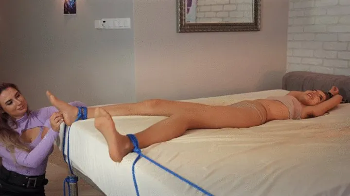 Polish Mistress Clips - Stella And Weronika - Laugh On The Bed In Tan Pantyhose - Full - UHD 3840x2160 - 4K
