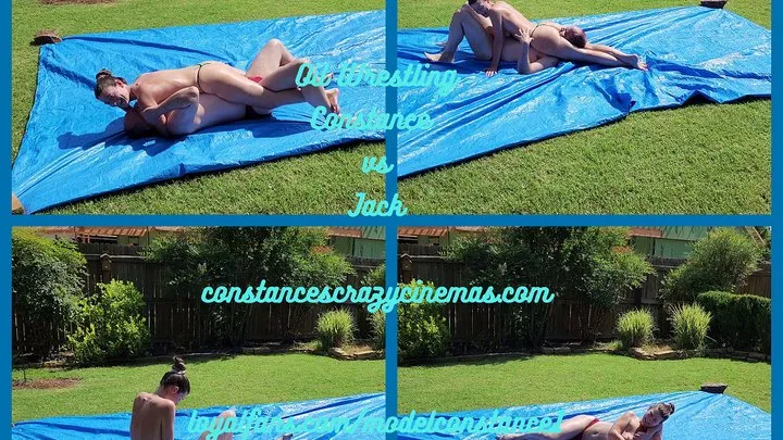 Constances Crazy Cinemas - Oil Wrestling Outdoors Constance vs Jack wmv