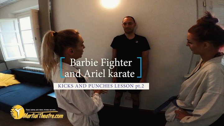 Martial Fetish - Barbie FIghter and Ariel karate kicks and punches lesson pt2