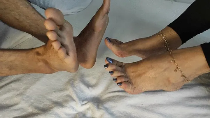 Goddess Foot Fetish - Tickling with my feet a man (cC)