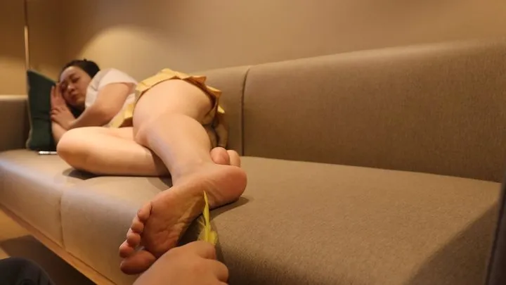 Cgbf - Girl resting on the sofa being tickled