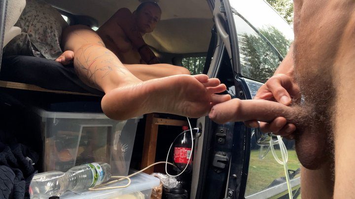 The Curious Couple - Slave washing beautiful soles of his Mistress