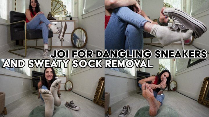 Stella Liberty - JOI for Dangling Sneakers and Sweaty Sock Removal - masturbation instructions, bare feet, pedicured soles, sock fetish, Converse sneakers - 4K MP4