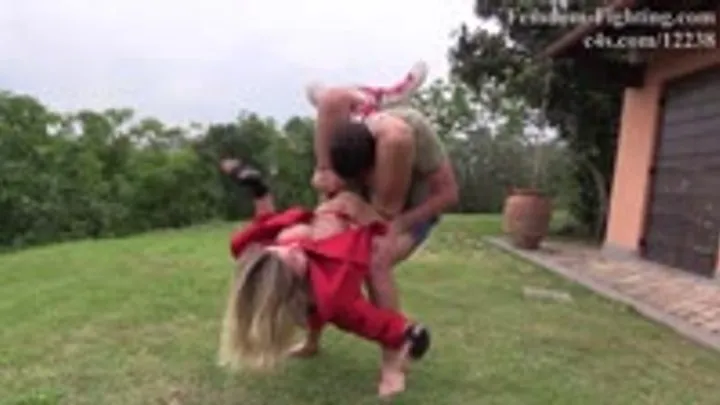 German Goddess Femdom Fighting - Pamela Strong in Half-GI: The Red Devil destroys Rich
