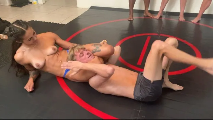 Protein Wrestling - Part 1 Jolene Hexx vs Newcomer Mia Knox in a Topless Wrestling Match Called “THE STUDENT VS THE TEACHER”