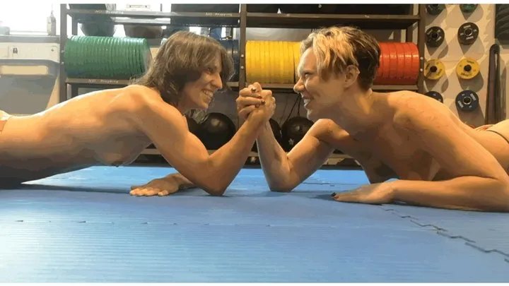 Protein Wrestling - Part 1 Kiniku vs Newcomer The G-Spot in a Competitive Topless Arm Wrestling Match
