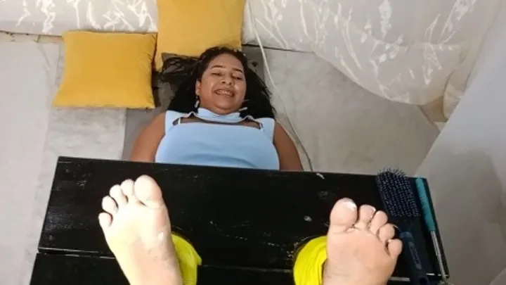 Ticklingwomen - Agata is tickled in the vertical stocks