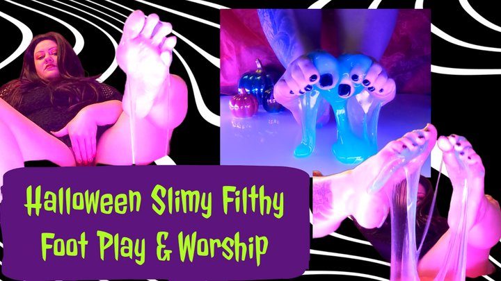 Mistress Seraphina - Halloween Slimy Filthy Foot Play and Worship - with Talking