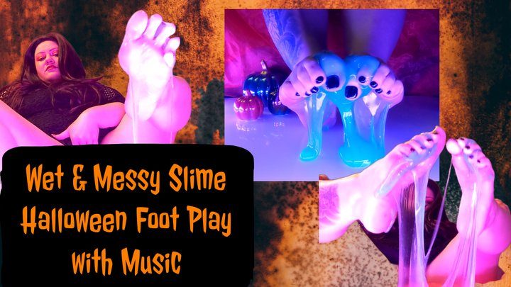 Mistress Seraphina - Halloween Wet and messy slime foot play with music