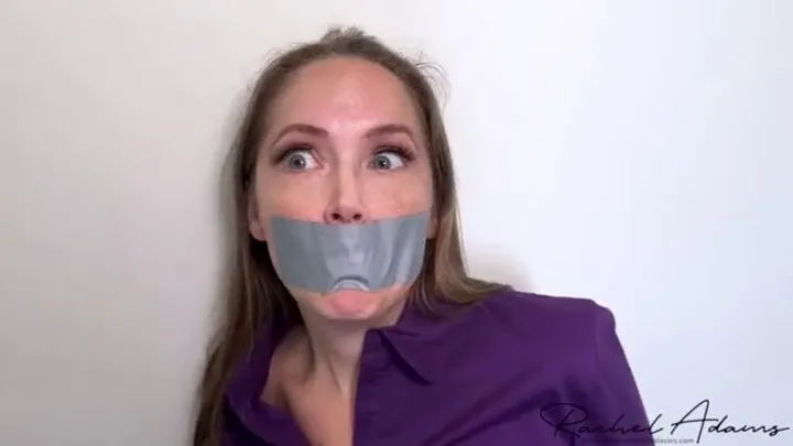 Rachel Adams Fantasies - secretary tied and gagged in tape