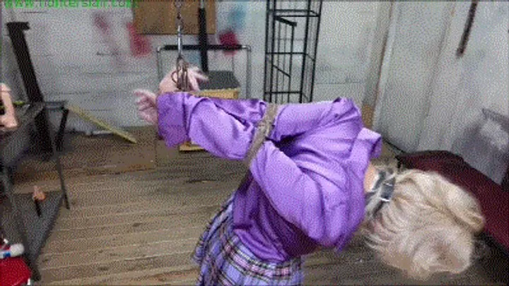 Hunters Lair Bondage - Horny blonde MILF leather cord strappado bound orgasms (MP4 HD 6000kbps)