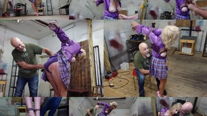 Hunters Lair Bondage - Horny blonde MILF leather cord strappado bound orgasms (MP4 SD 3500kbps)