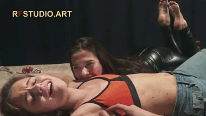 Rf Studio Production - Leya in X-Position on Bed - Foot Licking and Tickling, Plus Intense Underarm Tickling by Xena and John (UHD 4K MP4)