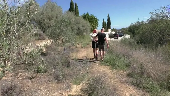 Tied In Public - Slave ThannaA - First ever Bondage Walk Training in the spanish woods - Full Clip wmv HD