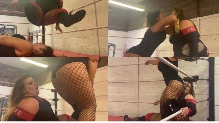Power Girls Pro Wrestling - Bbw vs giantess (ass kissing, lifting suplexs and ass smothers)
