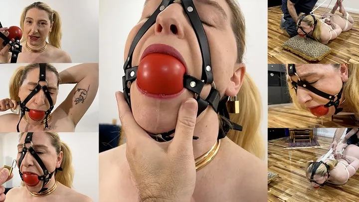 Aussie Bondage Girl - Self gagged tightly, hogtied with a tail hook up my ass, and then vibed until I'm bucking all over the place