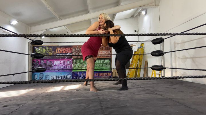 Bad Girls Wrestling - Evening dress cat fight and submissions