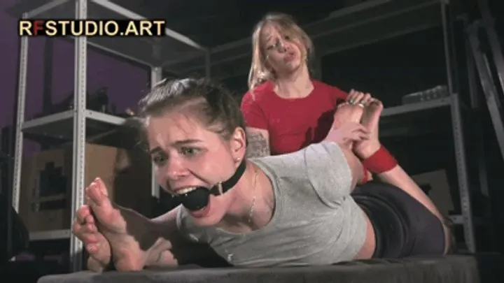 Rf Studio Production - Leya Gets Tickled by Olivia - Hogtied, Ballgagged, and Electric Play on Her Soles (FULL HD MP4)